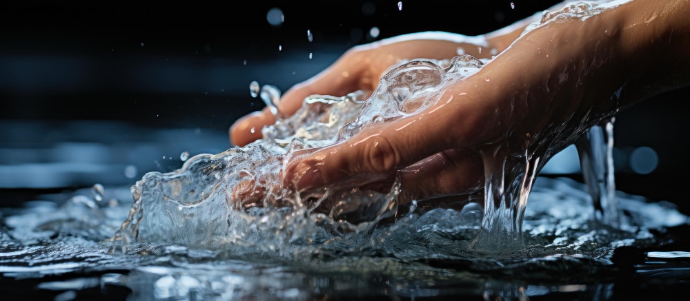 tomando agua